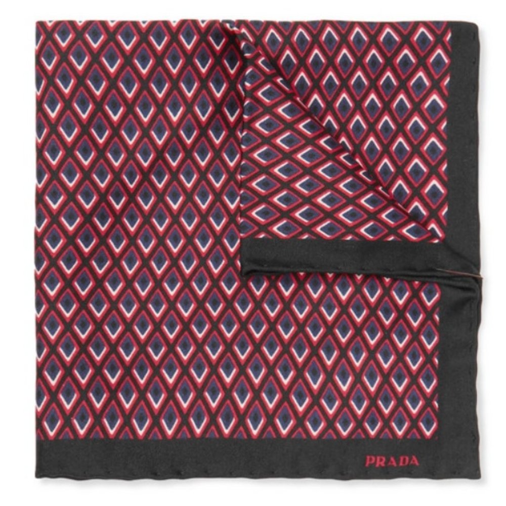 Prada 100% Silk Pocket Square Multicolor Handkerchief New Made in Italy